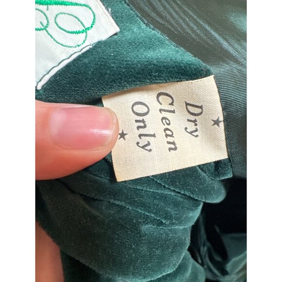Vintage Prestige Of Boston Green Velvet Blazer Size 16 With Silver Buttons - Picture 7 of 12
